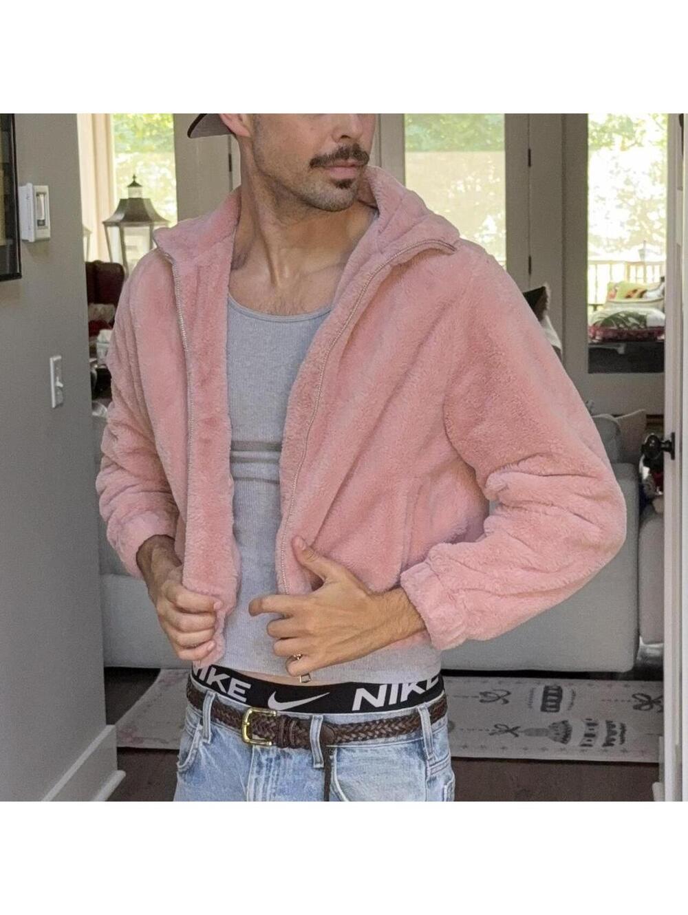 🧸 Blush Pink Teddy Fleece Zip Jacket Cozy Soft Girl Fall Women’s Small
